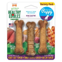 Nylabone Healthy Edibles Puppy Natural Long Lasting Dog Chew Treats Roast Beef; Turkey Apple; Bacon; 1ea-XS-Petite 3 ct