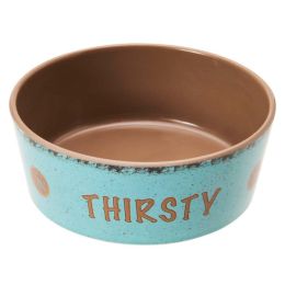 Spot Unbreak-A-Bowlz Stoneware Dog Bowl Turquoise; Tan Medium 6 in