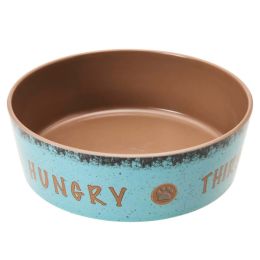 Spot Unbreak-A-Bowlz Stoneware Dog Bowl Turquoise; Tan Large 8 in
