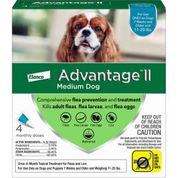 Advantage II Dog Meduim Teal 4-Pack